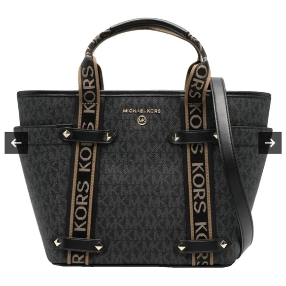 Michael Kors Maeve Small Black Monogram Tote Bag - Picture 2 of 15